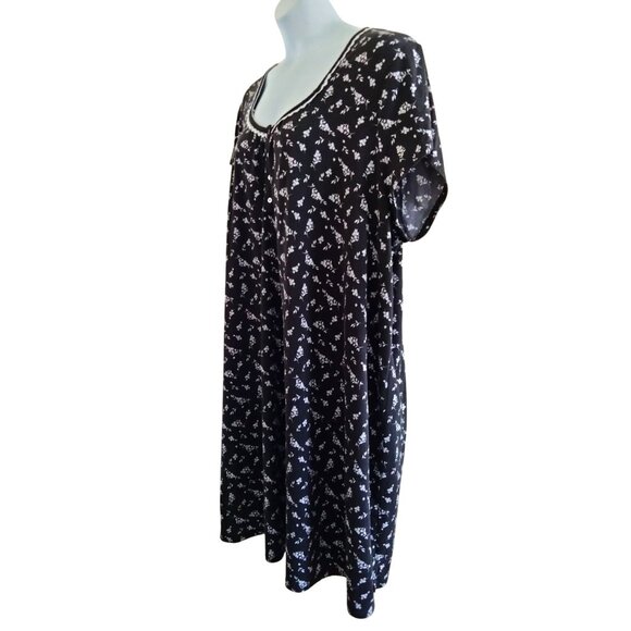 Croft & Barrow 4X Nightgown Womens Floral Button Front Short Sleeve Intimates - Picture 5 of 9